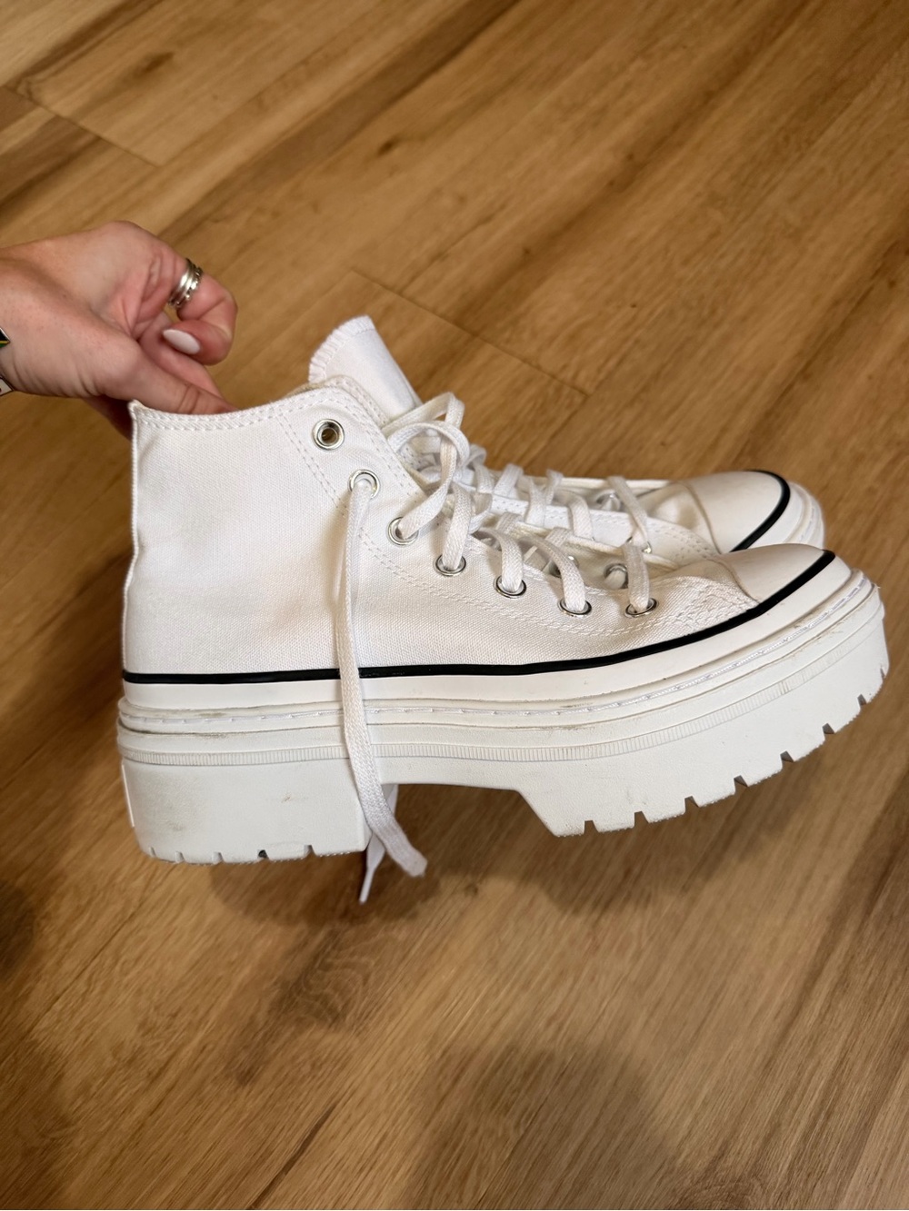 White Platform High-Top Converse